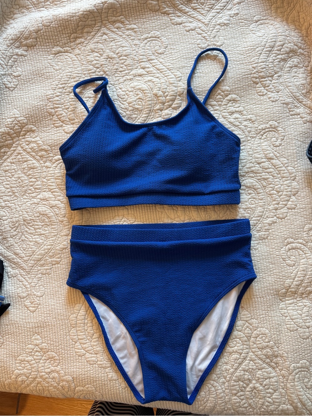 SHEIN Royal Blue Textured High Waist Bikini Set